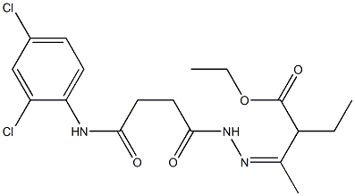 ethyl 3-{(Z)-2-[4-(2,4-dichloroanilino)-4-oxobutanoyl]hydrazono}-2-ethylbutanoate Struktur