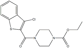 ethyl 4-[(3-chloro-1-benzothiophen-2-yl)carbonyl]-1-piperazinecarboxylate Struktur