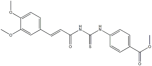 methyl 4-[({[(E)-3-(3,4-dimethoxyphenyl)-2-propenoyl]amino}carbothioyl)amino]benzoate Struktur