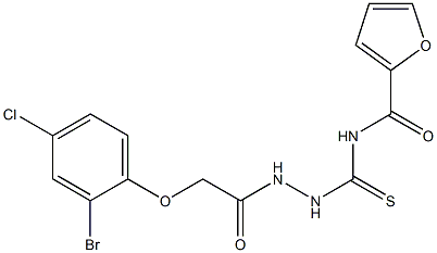 N-({2-[2-(2-bromo-4-chlorophenoxy)acetyl]hydrazino}carbothioyl)-2-furamide Struktur