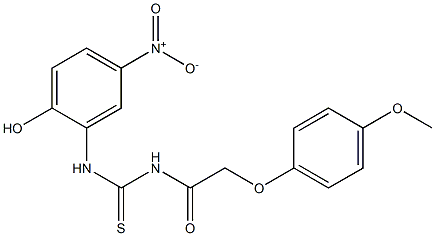 N-(2-hydroxy-5-nitrophenyl)-N'-[2-(4-methoxyphenoxy)acetyl]thiourea Struktur