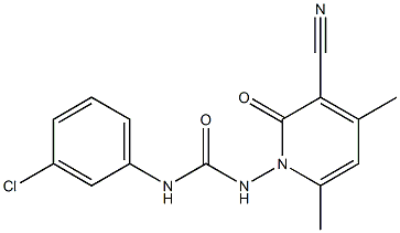 N-(3-chlorophenyl)-N'-[3-cyano-4,6-dimethyl-2-oxo-1(2H)-pyridinyl]urea Struktur