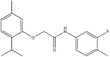 N-(3-fluoro-4-methylphenyl)-2-(2-isopropyl-5-methylphenoxy)acetamide Struktur