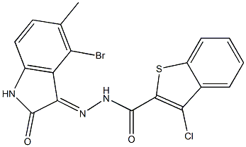 N'-(4-bromo-5-methyl-2-oxo-1,2-dihydro-3H-indol-3-ylidene)-3-chloro-1-benzothiophene-2-carbohydrazide Struktur