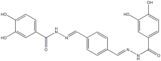 N'-[(E)-(4-{[(E)-2-(3,4-dihydroxybenzoyl)hydrazono]methyl}phenyl)methylidene]-3,4-dihydroxybenzohydrazide Struktur