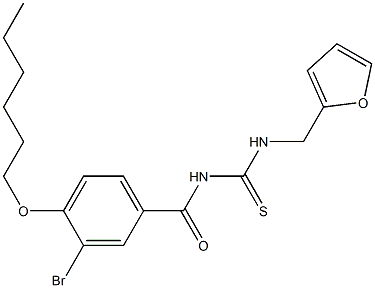 N-[3-bromo-4-(hexyloxy)benzoyl]-N'-(2-furylmethyl)thiourea Struktur