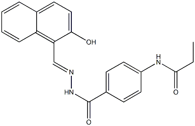 N-[4-({2-[(E)-(2-hydroxy-1-naphthyl)methylidene]hydrazino}carbonyl)phenyl]propanamide Struktur