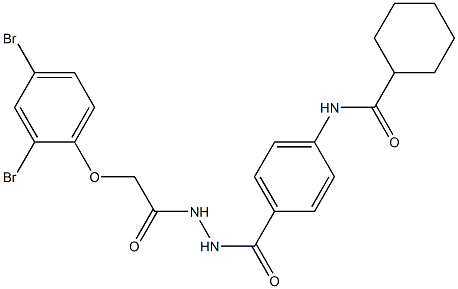 N-[4-({2-[2-(2,4-dibromophenoxy)acetyl]hydrazino}carbonyl)phenyl]cyclohexanecarboxamide Struktur