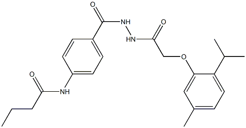 N-[4-({2-[2-(2-isopropyl-5-methylphenoxy)acetyl]hydrazino}carbonyl)phenyl]butanamide Struktur