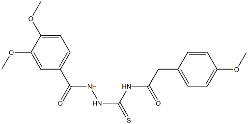 N-{[2-(3,4-dimethoxybenzoyl)hydrazino]carbothioyl}-2-(4-methoxyphenyl)acetamide Struktur