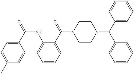 N-{2-[(4-benzhydryl-1-piperazinyl)carbonyl]phenyl}-4-methylbenzamide Struktur