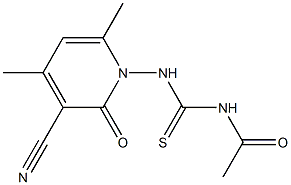 N-acetyl-N'-[3-cyano-4,6-dimethyl-2-oxo-1(2H)-pyridinyl]thiourea Struktur