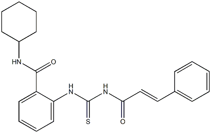 N-cyclohexyl-2-[({[(E)-3-phenyl-2-propenoyl]amino}carbothioyl)amino]benzamide Struktur