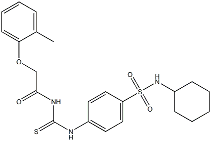 N-cyclohexyl-4-[({[2-(2-methylphenoxy)acetyl]amino}carbothioyl)amino]benzenesulfonamide Struktur