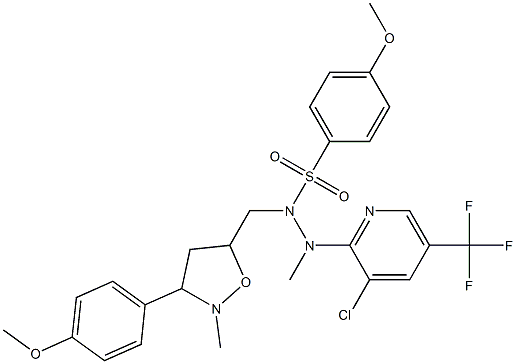 N'-[3-chloro-5-(trifluoromethyl)-2-pyridinyl]-4-methoxy-N-{[3-(4-methoxyphenyl)-2-methyltetrahydro-5-isoxazolyl]methyl}-N'-methylbenzenesulfonohydrazide Struktur