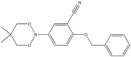 2-Benzyloxy-5-(5,5-dimethyl-1,3,2-dioxaborinan-2-yl)benzonitrile Struktur