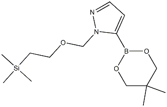 5-(5,5-Dimethyl-1,3,2-dioxaborinan-2-yl)-1-{[2-(trimethylsilyl)ethoxy]methyl}-1H-pyrazol Struktur