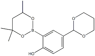 4-(1,3-Dioxan-2-yl)-2-(4,4,6-trimethyl-1,3,2-dioxaborinan-2-yl)phenol Struktur