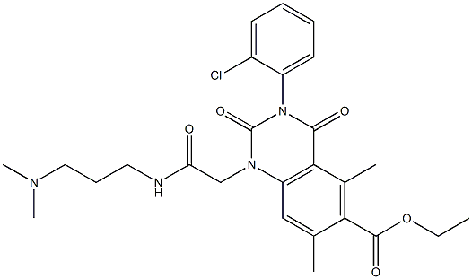 1,2,3,4-Tetrahydro-3-(2-chlorophenyl)-1-[(3-dimethylaminopropyl)aminocarbonylmethyl]-5,7-dimethyl-2,4-dioxoquinazoline-6-carboxylic acid ethyl ester Struktur