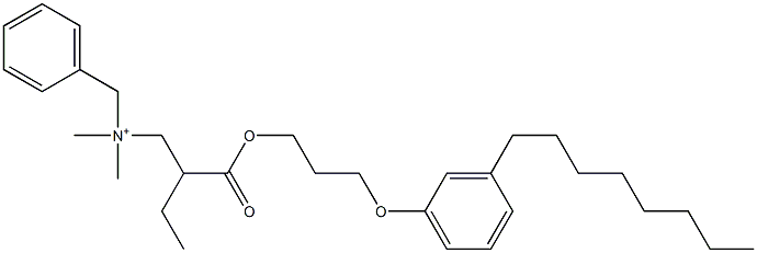 N,N-Dimethyl-N-benzyl-N-[2-[[3-(3-octylphenyloxy)propyl]oxycarbonyl]butyl]aminium Struktur