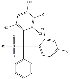 (2,4-Dichlorophenyl)(2,3-dichloro-4,6-dihydroxyphenyl)phenylmethanesulfonic acid Struktur