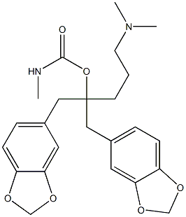 Methylcarbamic acid 4-(dimethylamino)-1,1-bis[(1,3-benzodioxol-6-yl)methyl]butyl ester Struktur