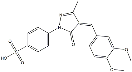 4-[[4-[(3,4-Dimethoxyphenyl)methylene]-4,5-dihydro-3-methyl-5-oxo-1H-pyrazol]-1-yl]benzenesulfonic acid Struktur