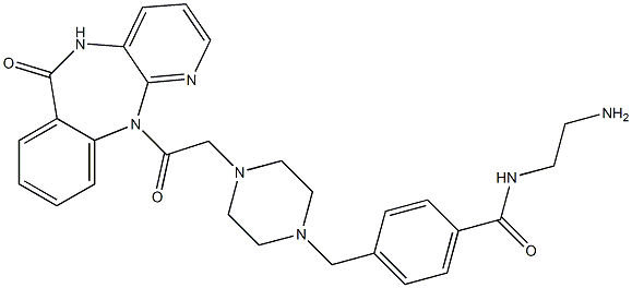 5,11-Dihydro-11-[[4-[4-(2-aminoethylaminocarbonyl)benzyl]-1-piperazinyl]acetyl]-6H-pyrido[2,3-b][1,4]benzodiazepin-6-one Struktur