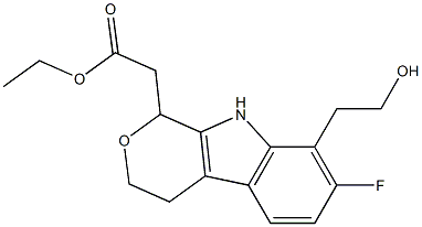 1-Ethyl-7-fluoro-8-(2-hydroxyethyl)-1,3,4,9-tetrahydropyrano[3,4-b]indole-1-acetic acid Struktur