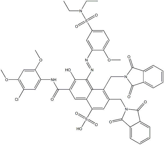 3-[(5-Chloro-2,4-dimethoxyphenyl)aminocarbonyl]-1-[5-[(diethylamino)sulfonyl]-2-methoxyphenylazo]-2-hydroxy-7,8-bis(phthalimidylmethyl)naphthalene-5-sulfonic acid Struktur