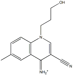 1-(3-Hydroxypropyl)-6-methyl-3-cyano-1,4-dihydroquinolin-4-iminium Struktur