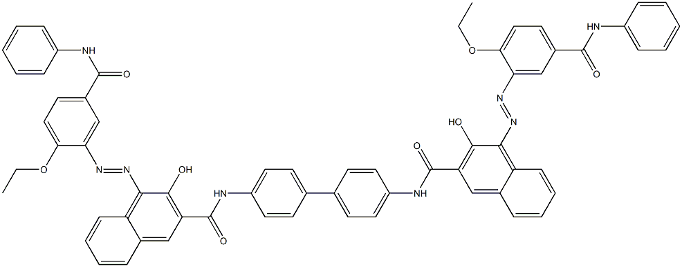 N,N'-(1,1'-Biphenyl-4,4'-diyl)bis[4-[[2-ethoxy-5-(phenylcarbamoyl)phenyl]azo]-3-hydroxy-2-naphthalenecarboxamide] Struktur