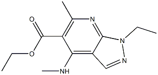 1-Ethyl-4-(methylamino)-6-methyl-1H-pyrazolo[3,4-b]pyridine-5-carboxylic acid ethyl ester Struktur