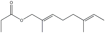 Propionic acid 2,6-dimethyl-2,6-octadienyl ester Struktur