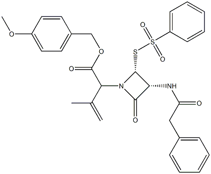 3-Methyl-2-[(3R,4R)-2-oxo-3-[(phenylacetyl)amino]-4-[(phenylsulfonyl)thio]azetidin-1-yl]-3-butenoic acid 4-methoxybenzyl ester Struktur