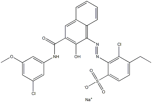 3-Chloro-4-ethyl-2-[[3-[[(3-chloro-5-methoxyphenyl)amino]carbonyl]-2-hydroxy-1-naphtyl]azo]benzenesulfonic acid sodium salt Struktur