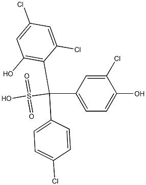 (4-Chlorophenyl)(3-chloro-4-hydroxyphenyl)(2,4-dichloro-6-hydroxyphenyl)methanesulfonic acid Struktur