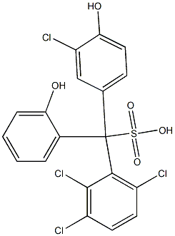 (3-Chloro-4-hydroxyphenyl)(2,3,6-trichlorophenyl)(2-hydroxyphenyl)methanesulfonic acid Struktur