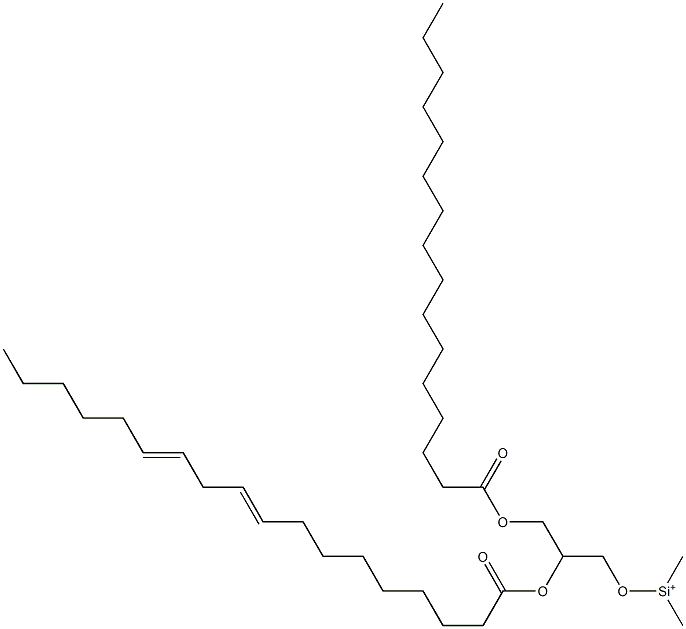 2-Methyl-5-[[(1-oxohexadecyl)oxy]methyl]-7-oxo-2-sila-3,6-dioxatetracosa-15,18-diene-2-ylium Struktur