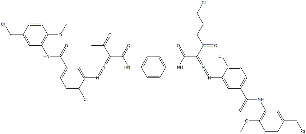 3,3'-[2-(2-Chloroethyl)-1,4-phenylenebis[iminocarbonyl(acetylmethylene)azo]]bis[N-[3-(chloromethyl)-6-methoxyphenyl]-4-chlorobenzamide] Struktur