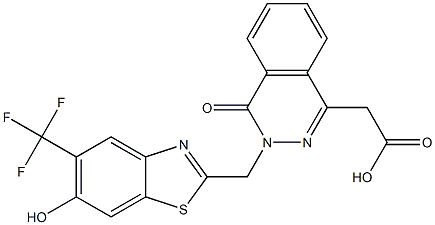 3-[(6-Hydroxy-5-trifluoromethyl-2-benzothiazolyl)methyl]-3,4-dihydro-4-oxophthalazine-1-acetic acid Struktur