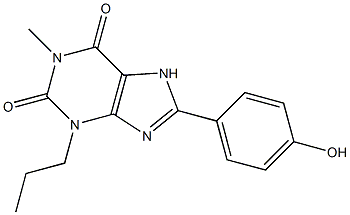 1-Methyl-3-propyl-8-(4-hydroxyphenyl)xanthine Struktur