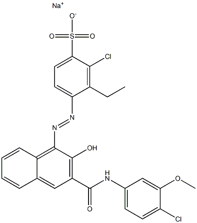 2-Chloro-3-ethyl-4-[[3-[[(4-chloro-3-methoxyphenyl)amino]carbonyl]-2-hydroxy-1-naphtyl]azo]benzenesulfonic acid sodium salt Struktur