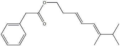 Phenylacetic acid 6,7-dimethyl-3,5-octadienyl ester Struktur