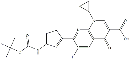 1,4-Dihydro-6-fluoro-7-[3-[(tert-butyloxy)carbonylamino]-1-cyclopenten-1-yl]-4-oxo-1-cyclopropyl-1,8-naphthyridine-3-carboxylic acid Struktur