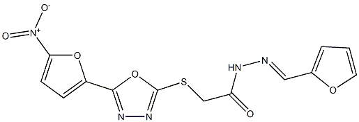 N2-Furfurylidene-2-[5-(5-nitro-2-furyl)-1,3,4-oxadiazol-2-ylthio]acetohydrazide Struktur