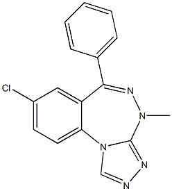 4-Methyl-6-phenyl-8-chloro-4H-[1,2,4]triazolo[4,3-a][1,3,4]benzotriazepine Struktur