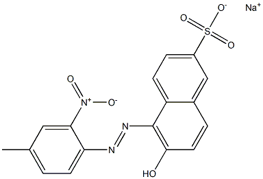 6-Hydroxy-5-(4-methyl-2-nitrophenylazo)-2-naphthalenesulfonic acid sodium salt Struktur