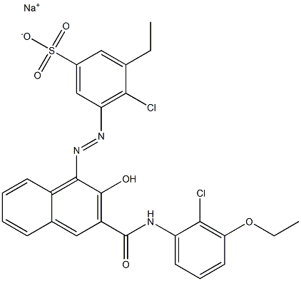 4-Chloro-3-ethyl-5-[[3-[[(2-chloro-3-ethoxyphenyl)amino]carbonyl]-2-hydroxy-1-naphtyl]azo]benzenesulfonic acid sodium salt Struktur