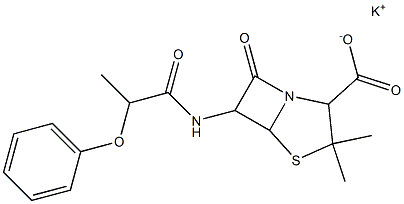 6-(2-Phenoxypropionylamino)-7-oxo-3,3-dimethyl-1-aza-4-thiabicyclo[3.2.0]heptane-2-carboxylic acid potassium salt Struktur